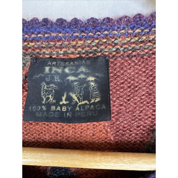 Artesanías Inca 100% Baby Alpaca Geometric Cardigan Sweater Women’s M Peru - Picture 4 of 6